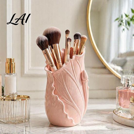 Unique Desk Organizer for Pens Lotus Leaf Pen Holder Decorative Pencil Modern Minimalist Desktop Office Supplies Makeup Brushes Stylish Holder