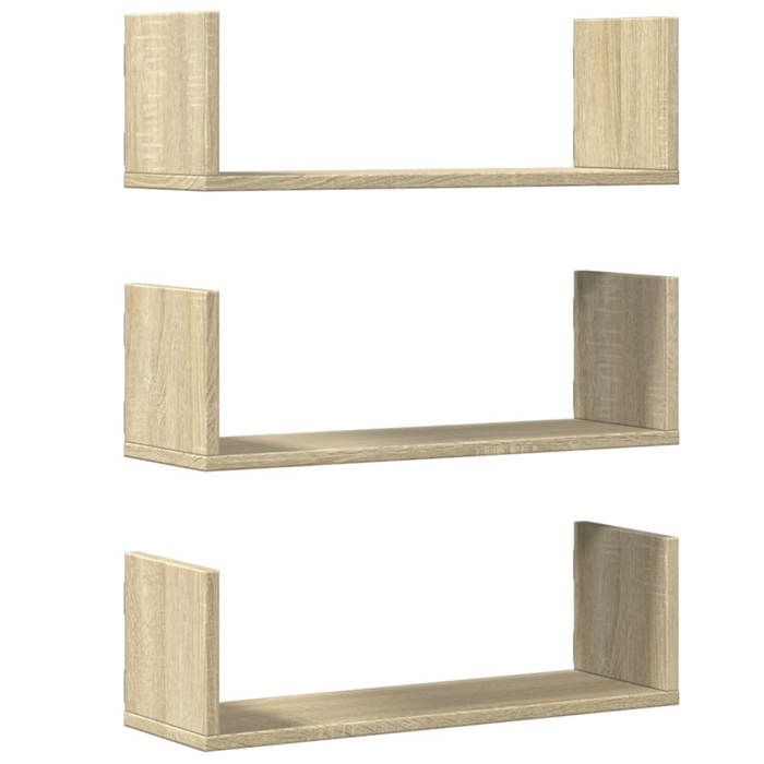 VidaXL Wall Shelves 3pcs Sonoma Oak 58x18x18cm Engineered Wood 853283