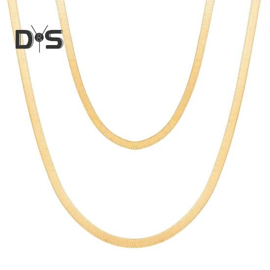 Women Choker Necklace Multi Layer Flat Snake Bone Necklace Adjustable Extended Chain Choker Necklace Jewelry Accessories