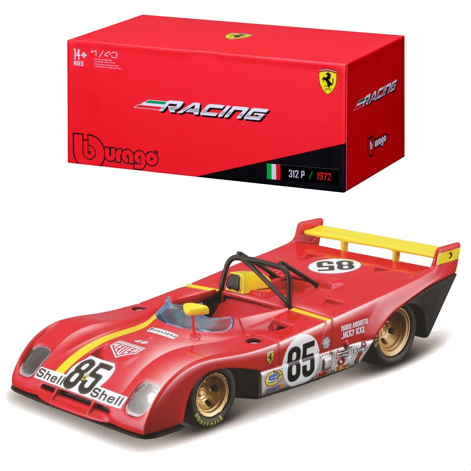 

Bburago Scale Ferrari 312 P 1972 Red Race Sports Car Diecast Model Car Finished Product 1/43 #85 / 18-36302