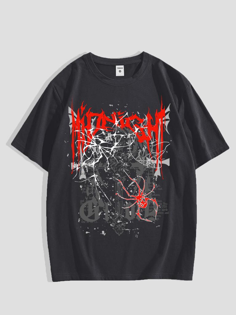 Men's Graphic Tee - Casual & Loose Dark Academia Short Sleeve T-Shirt Oversized Baggy Tops T-Shirt Black