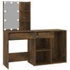 LED Vanity Table with Cabinet Smoked Oak Wood Based Material