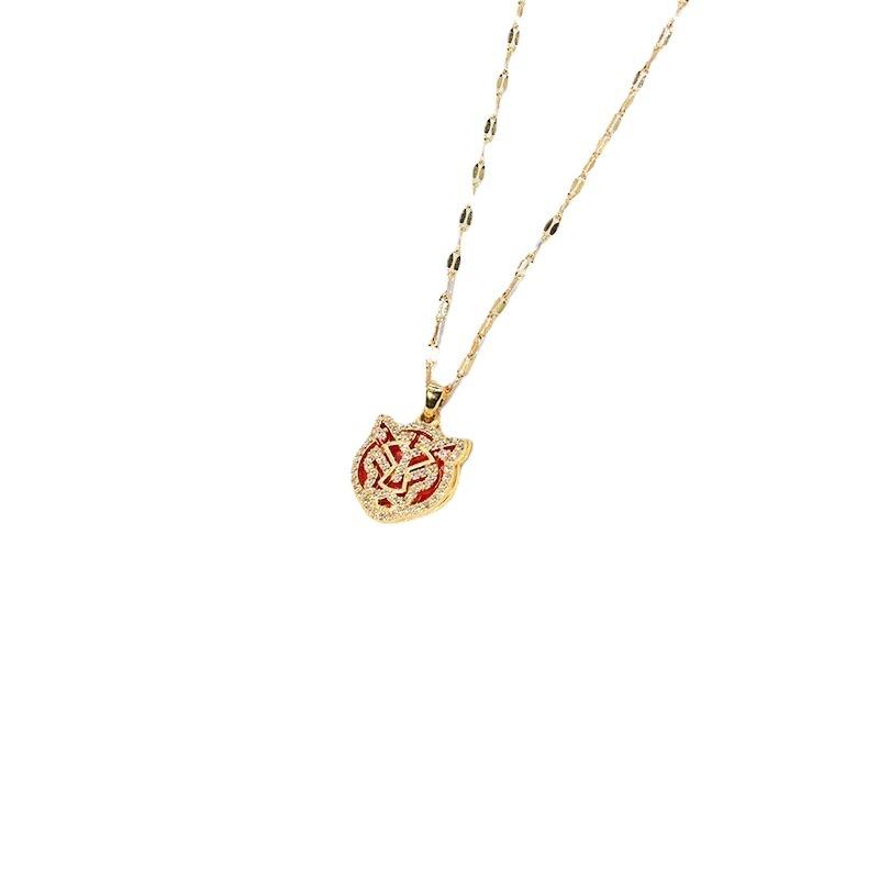 Design Round Tiger Necklace Women'S Guochao Retro Personality Versatile Exquisite Zodiac Pendant Accessories