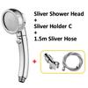 3 Modes Pressurized Shower Head Sliver High Pressure Rainfall  Bathroom Handheld Showerhead Set with Hose and Holder Accessories