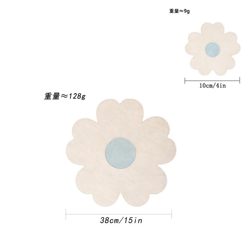 ins spring and summer explosion flower leather placemat thermal insulation waterproof oil-proof thermal insulation mat dining table mat petal coaster