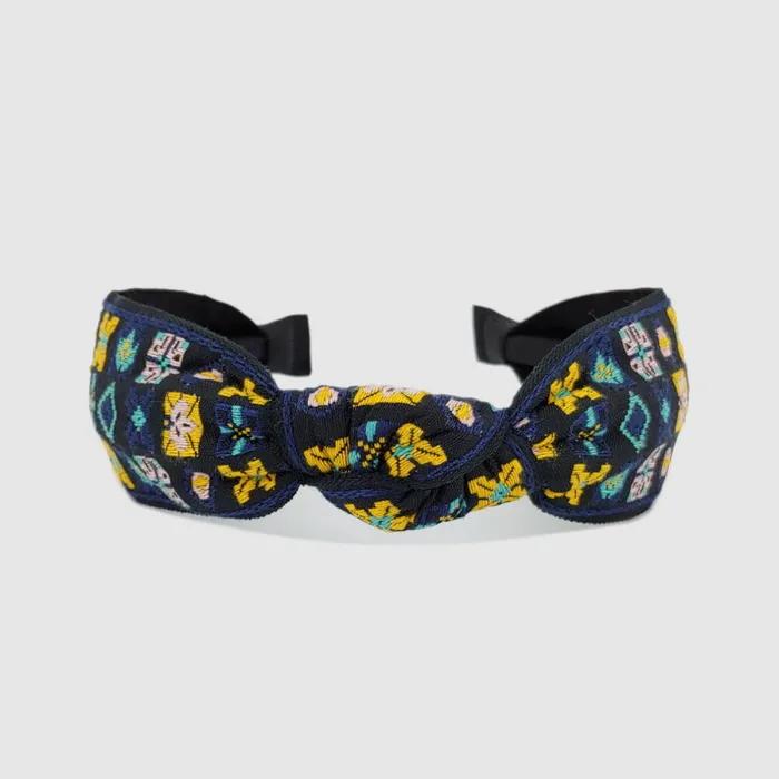LALA Geometric Diamond Ethnic Hairband - Blue