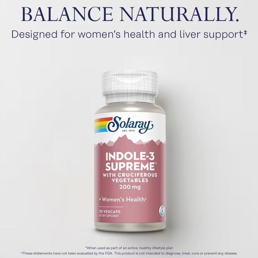 Solaray Indole-3 Supreme 200mg Veggie Capsules, (1 Unit - 30 Count)