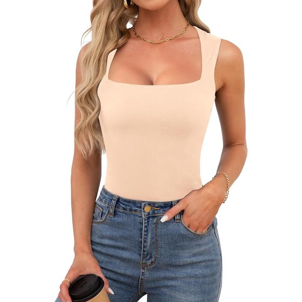 Kare Yaka Tank Top Kaburga Omuz Askıları Kırpılmış Üstler Kadın Yazlık Atletler Düz Renk Atlet Moda Tüp Kadın Kolsuz Kırpılmış Yelek Y2K Giysileri