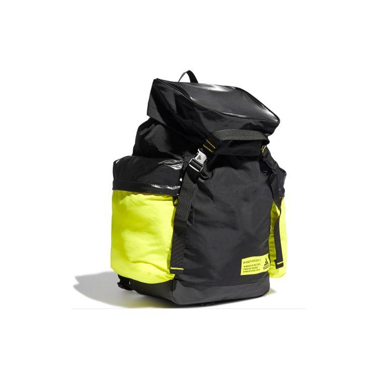 Adidas W ID FLA BP Sports Drawstring Polyester Backpack Unisex Backpack Black Acid-Green Yellow GM4545