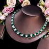 Hip Hop Bridal Zircon Set Chain, Emerald Necklace Earrings Wedding Dress Set