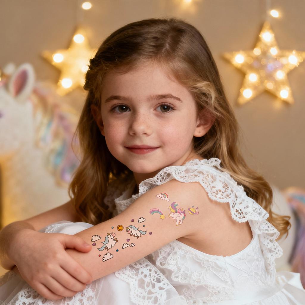 Cross Border Children's Cartoon Unicorn Tattoo Sticker Waterproof Long-lasting Fun Cute Sweat Resistant