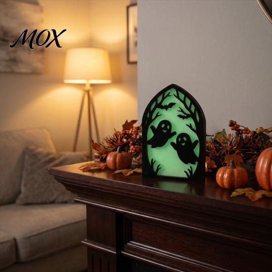 Halloween Wooden Ornaments Screen Ornaments, Glow in The Dark Gothic Arch No Assembly Decor, Atmosphere Supplies for Home Tabletop Party Decorations