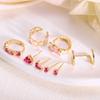 Gold Color Simple Heart Zircon Ear Cuff Clip on Earring for Women No Pierced C Shape Pink Crystal Earcuff Ear Wrap Clips Jewelry