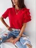 T-shirt estiva nuova stile, semplice, alla moda, a maniche corte con volant