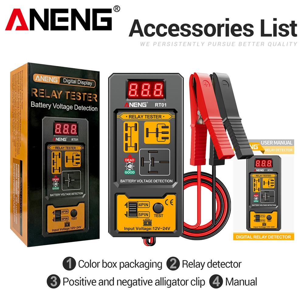 Relay Detector 11-25V ANENG RT01 Digital Universal 4/5 Pins Car Battery Vehicle Detection Digital Display Voltage Battery Tester