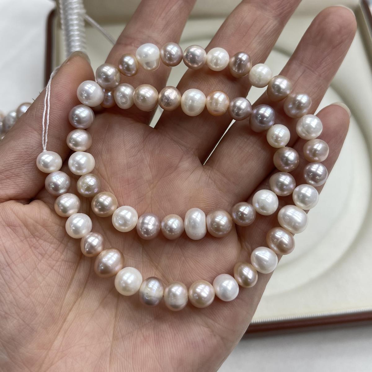 1String, Multicolor Natural Freshwater Pearls, 7-8mm, Handmade Near Round Pearl Beads for Jewelry Making DIY, Cheapest Items Available 36cm 1String/7-8mm-36cm разноцветный