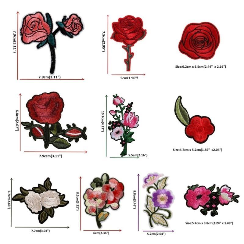  11Pieces Rose Flower Embroidered Iron on Patches Embroidery Applique Patches Sew On Clothing Patches for Clothes Jackets