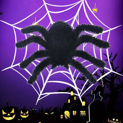 3PCS Simulation Halloween Spider Ornaments - Realistic 3D Flocking Plush Artificial Spiders For Party Scary Decorations