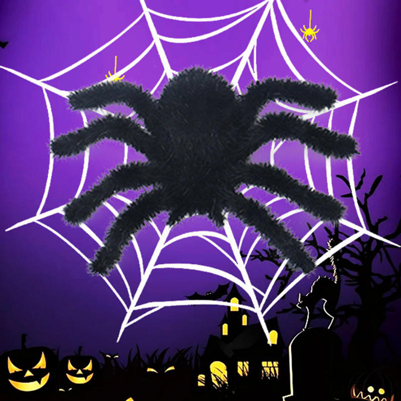 Halloween Plush Spider Simulation Flocking Spider Party Props Haunted House Spider Simulation Tricky Toy Decoration 3-15Pcs