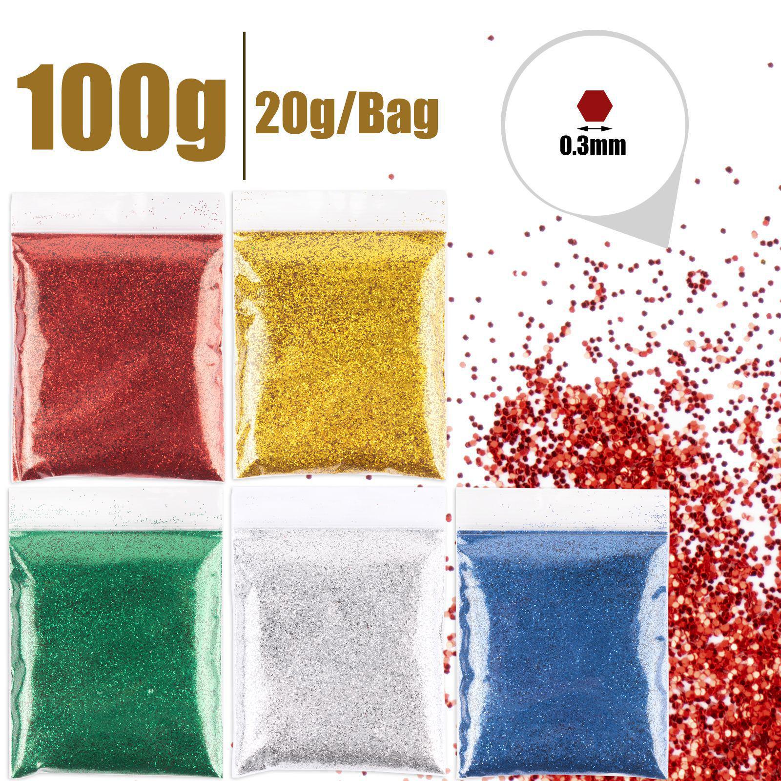 

Золотий, срібний і блискучий пігментний порошок із клеєм для виробів своїми руками та різдвяних прикрас. 5 Pack Combo