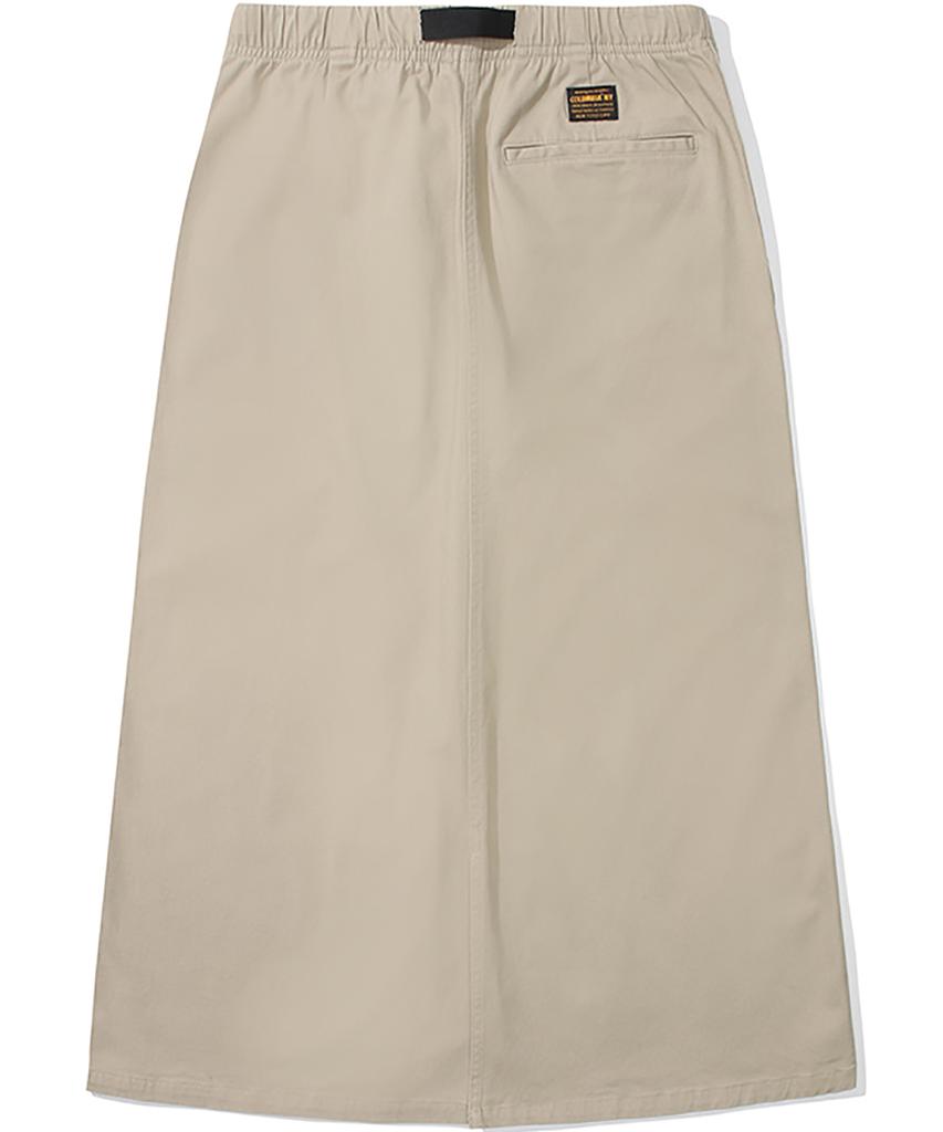 Columbia University M-Label Belted Peach Cotton Long Skirt Heritage Beige