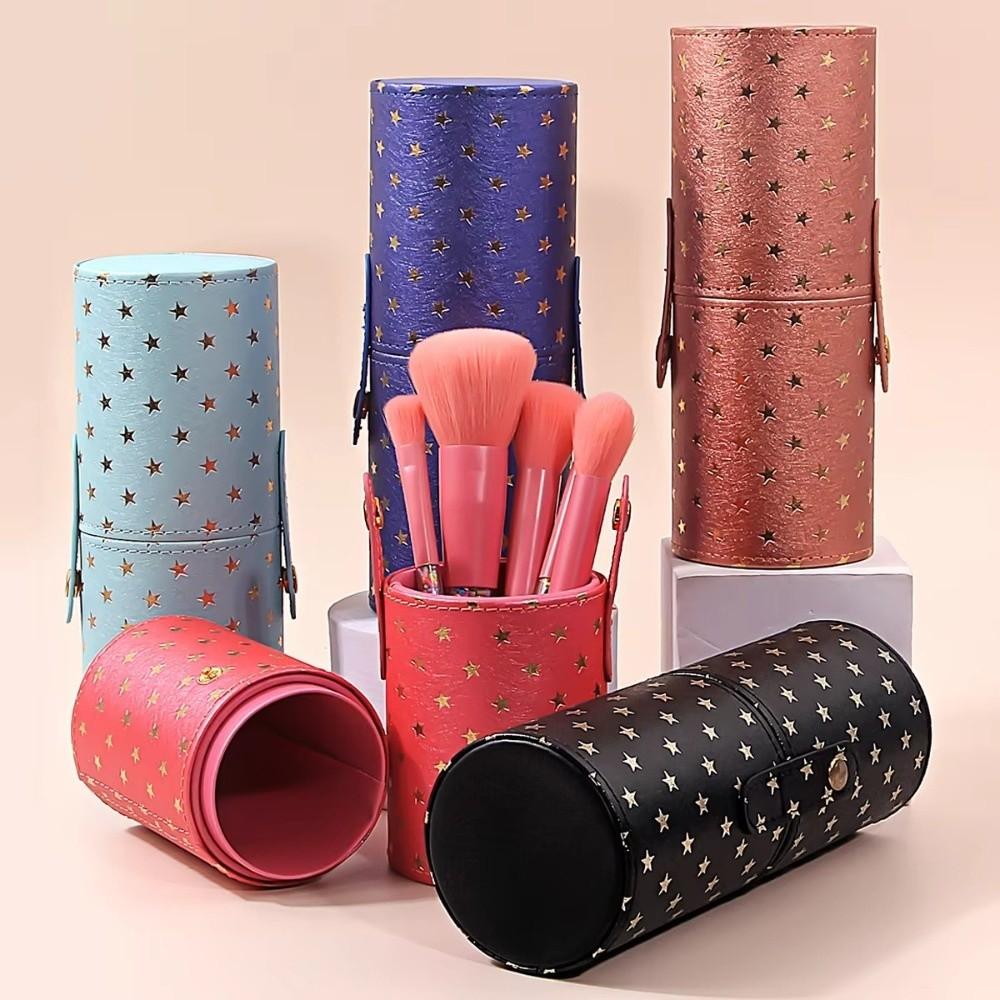PU Leather Makeup Brush Bucket Waterproof Cosmetic Bag Portable Storage Box  Travel