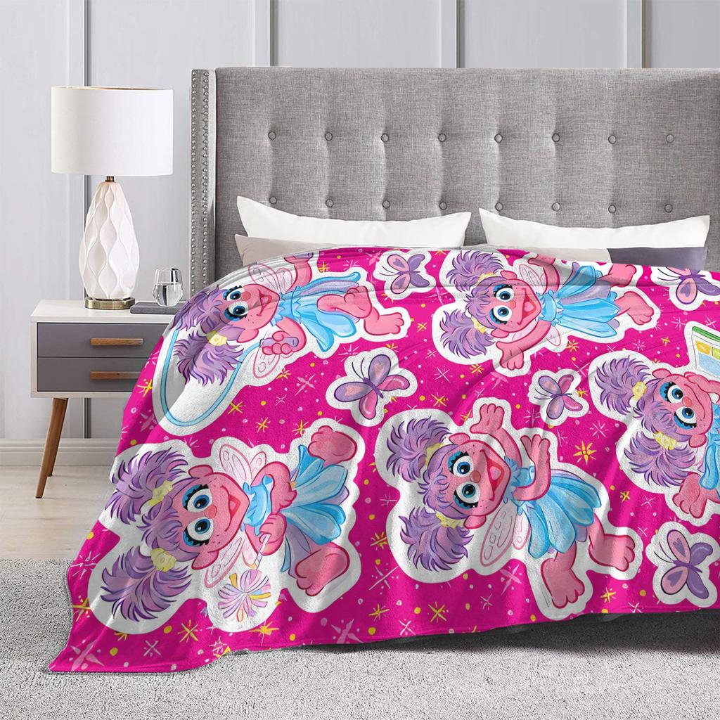 Pink Characters Sesames Streets Cartoon Warm Blanket Picnic Plush Throw Blanket Fashion Flannel Bedspread Sofa Bed Cover