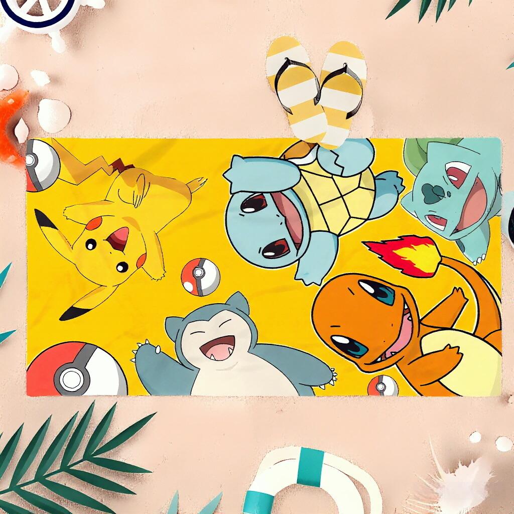 1pc Pokmon Pikachu Beach Towel, Yellow Microfiber, Multi-Use Pool Beach Towel, Ideal for Kids & Adults, Summer Outdoor Home