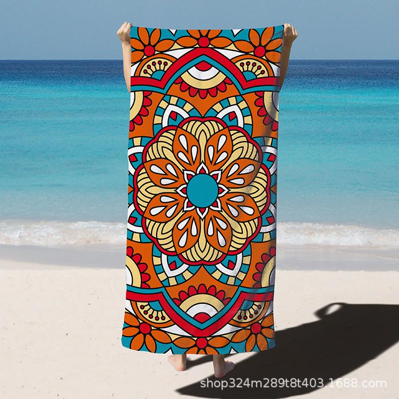 Vintage Mandala Blumen Strandtuch Weiche Mikrofaser Groß Saugfähig Sommer Reise Badetuch