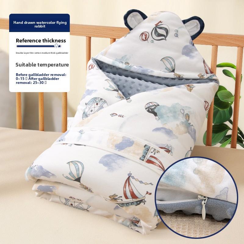 Baby Doudou fleece quilt autumn and winter quilt pure cotton, go out and wrap the towel can be removed, thickened small quilt