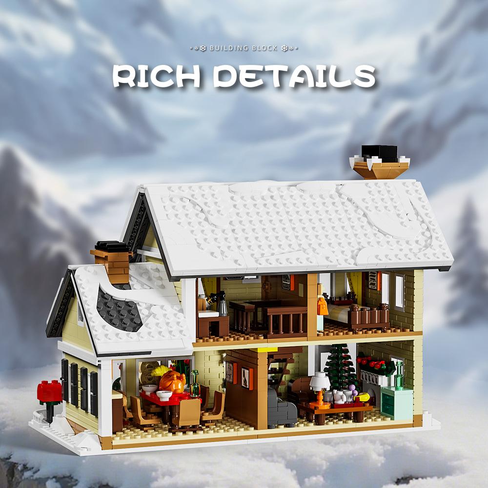 ! Weihnachtsferienhaus Bauklötze Weihnachtshaus Kompatibel mit Legoed Geschenke für Jungen, Mädchen, Familie und Freunde