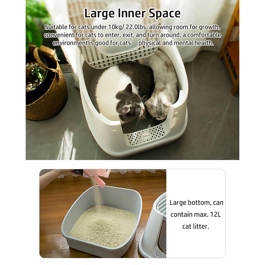 Large Fully Enclosed Cat Litter Box Front Entry Top Exit Cat Potty Toilet with Lid Litter Scoop