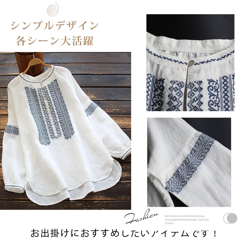 ORWZDCO Long Sleeve Crew Neck with Embroidered Ethnic Loose Perfect for Everyday and Winter Women's T-Shirt Print, Simple, Fit, Slimming, Stylish,