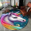 3D Niedliches Einhorn Cartoon Mädchen Geschenk Runder Teppich Teppich für Wohnzimmer Schlafzimmer Kinder Spielzimmer Dekor, Haustierbereich Teppich Rutschfeste Bodenmatte