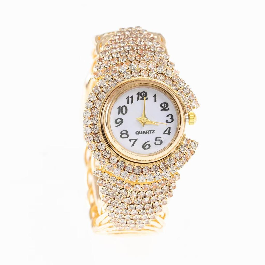 Damenuhr Voll Diamant Damen Uhr Vielseitig Freizeit Quarz Uhr Feiertagsuhr Armband