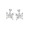 111 Silver Needle Metal Cold Water Diamond Love Butterfly Stud Earrings Women, Niche Design Advanced Earrings Earrings