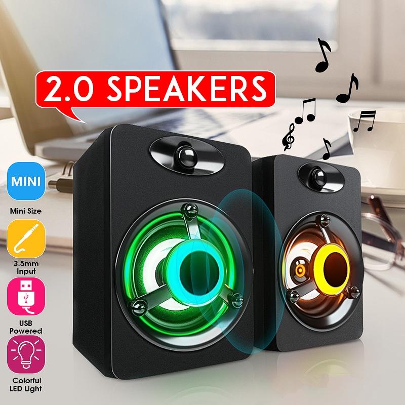 LED Light 2.1 Desktop Computer Speaker Heavy Bass Subwoofer Combination Speaker USB Power Supply For Cellphone PC Laptop 3W