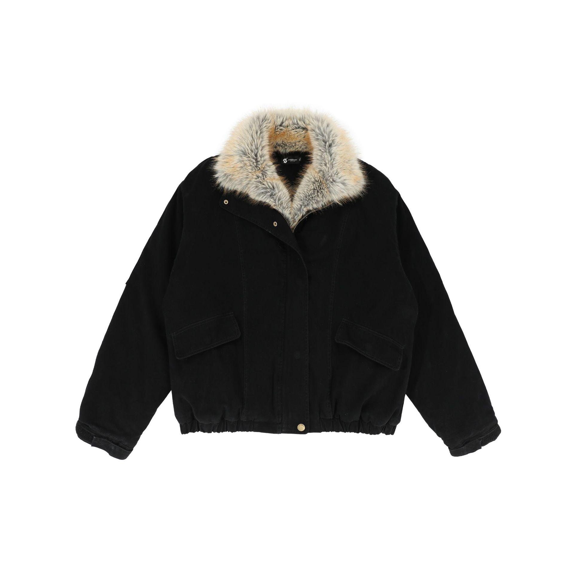 

Неглубокая мужская куртка с капюшоном в американском ретро-стиле с воротником из меха орла: Хлопковый уличный стиль рабочей одежды XL чёрный