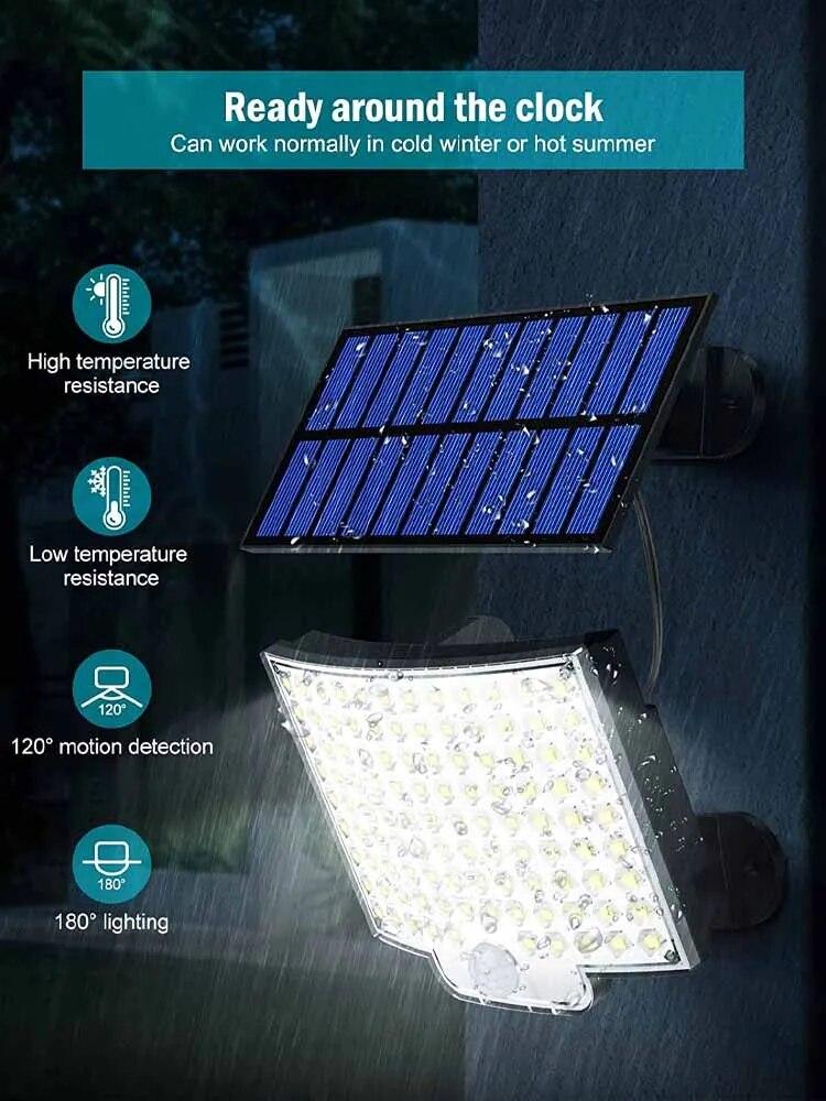 106LED Solarlicht für den Außenbereich, wasserdicht, mit Bewegungsmelder, Flutlicht, Fernbedienung, 3 Modi, für Terrasse, Garage, Hinterhof