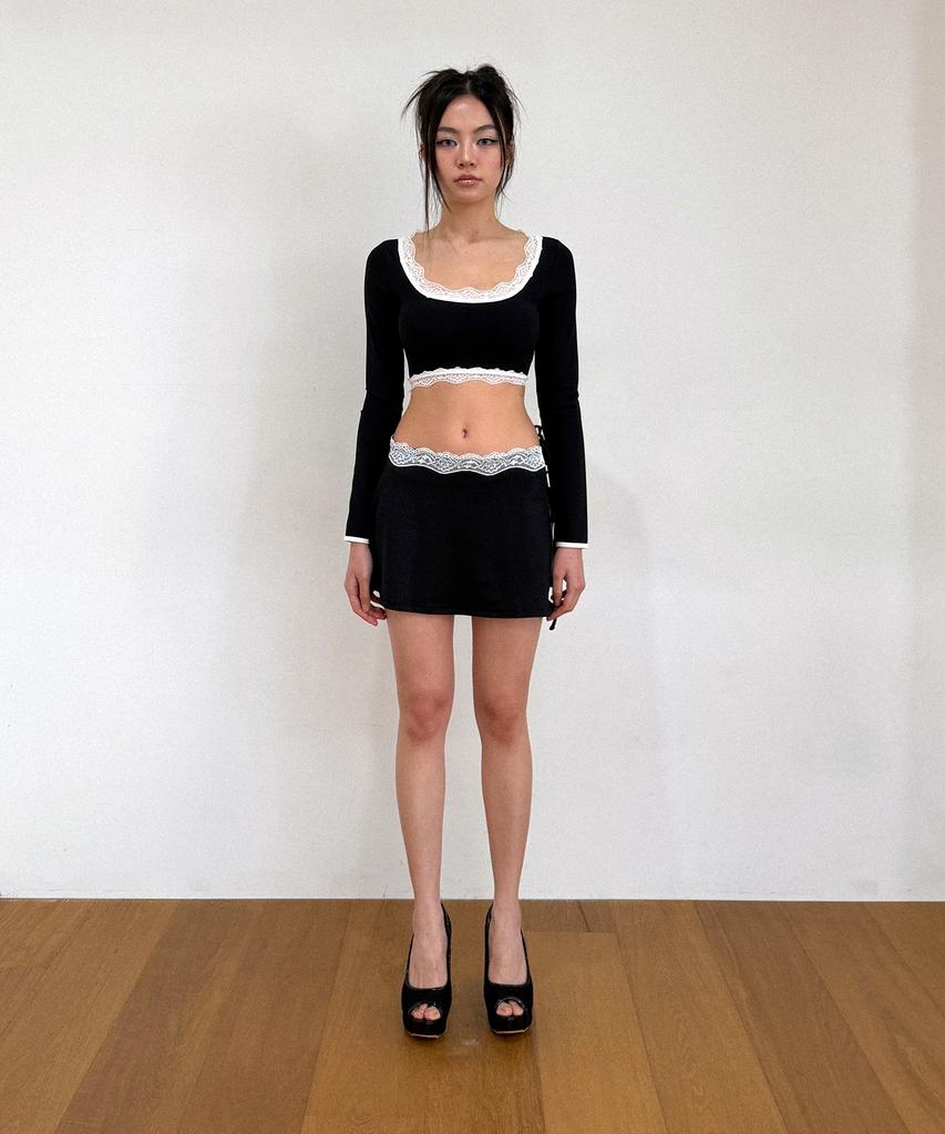 Binaj Lace Line Skirt Cover-Up (Black)