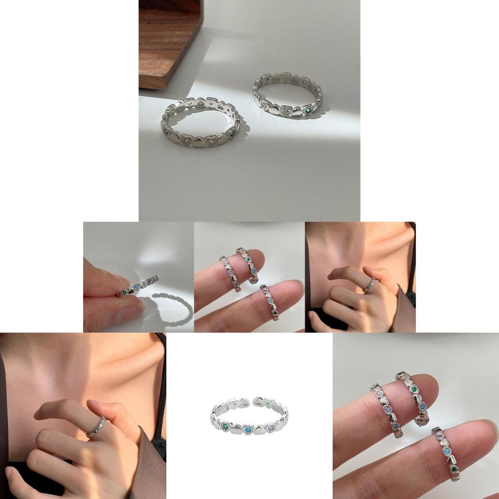 Trendiger Ins Style Herzring für Damen mit eleganten bunten Edelsteinen und verstellbarer Größe
