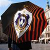 Dynamic Qarabag Crest Design Automatic Folding Umbrella - 8-Rib Travel Umbrella with Auto Open/Close & Portable Gifts for Holidays or Birthdays