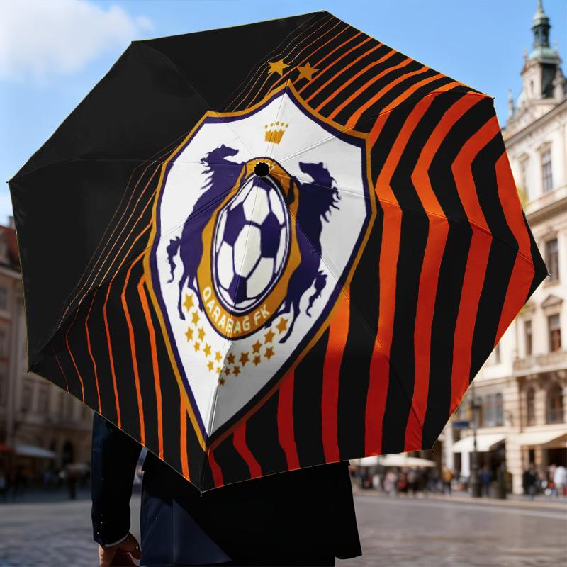 Dynamic Qarabag Crest Design Automatic Folding Umbrella - 8-Rib Travel Umbrella with Auto Open/Close & Portable Gifts for Holidays or Birthdays