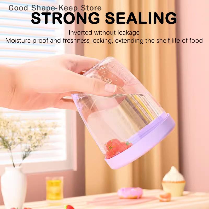 Double Layer Salad Cup For Picnic Drainable Fruit Box With Fork Outdoor Portable Tableware Leakproof Food Leak-Proof Fruit Cup