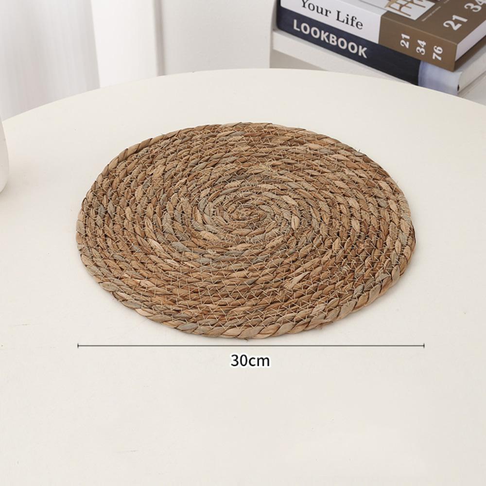 Definiertes Deco Geflochtenes Platzset Set von 1-4 Runde Rattantischsets Natürliche Wasserhyazinthe Tischsets für Esstisch, Zuhause, Hochzeit