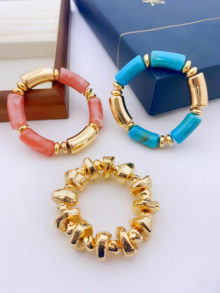 European & American 3-Piece Acrylic Bamboo Bead Necklace
