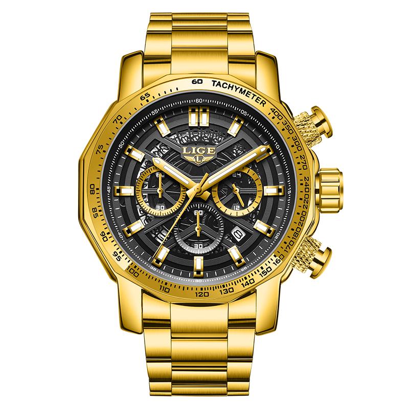 LIGE Business Watches Mens Top Brand Luxury Waterproof Quartz Wristwatch Luminous Stainless Steel Watches For Men Reloj Hommes