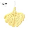 Hanging Loop Hand Towel Leaf Shape Towel, Soft Absorbent with Loop, Thickened Coral Velvet Cute Maple Ginkgo Design for Kitchen Bathroom Drying