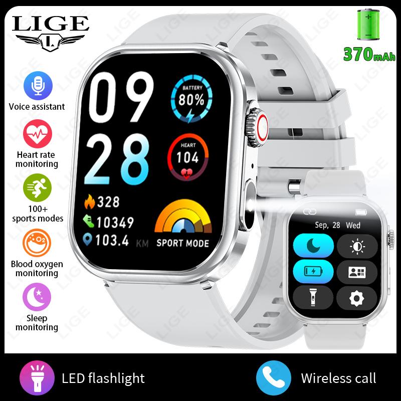 Outdoor Sport Rugged Military Smart Watch Men 2.01inch HD Screen 370mAh Battery Waterproof SWIM Watch BT Calling Smartwatch