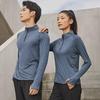Men's and Women's Quick-Dry Cationic Running Jackets: Loose Fit, Stand-Up Collar, Long-Sleeve T-Shirts.